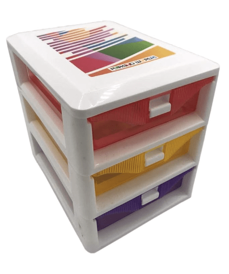 Kids Trends Lock it 3 Tier Small Rectangular Storage Drawer for Home or Office (24 x 17 x 19 cm, Random Colours) - Image 2